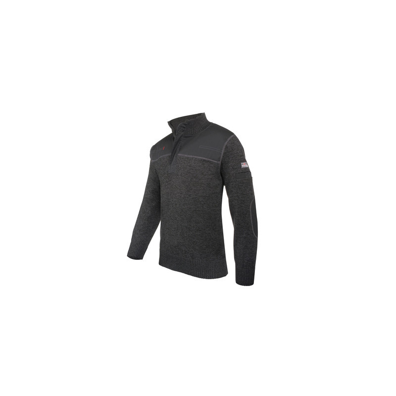 Pull de travail ONTARIO col montant zip noir