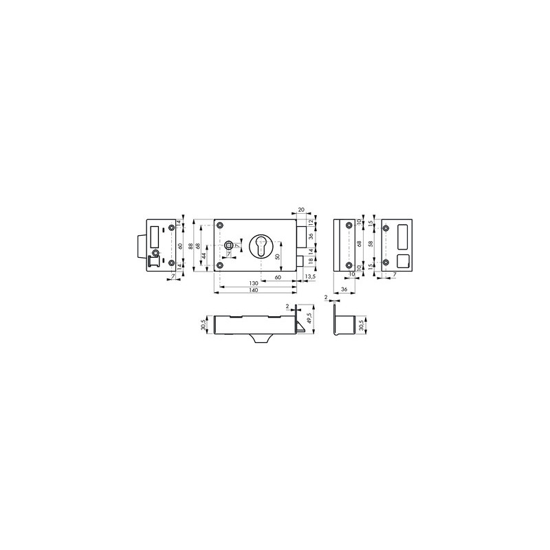 Serrure applique monopoint horizontale profil européen - THIRARD