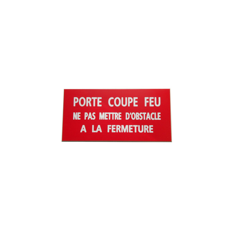 Plaquette signalétique pour porte coupe-feu 170x40 mm