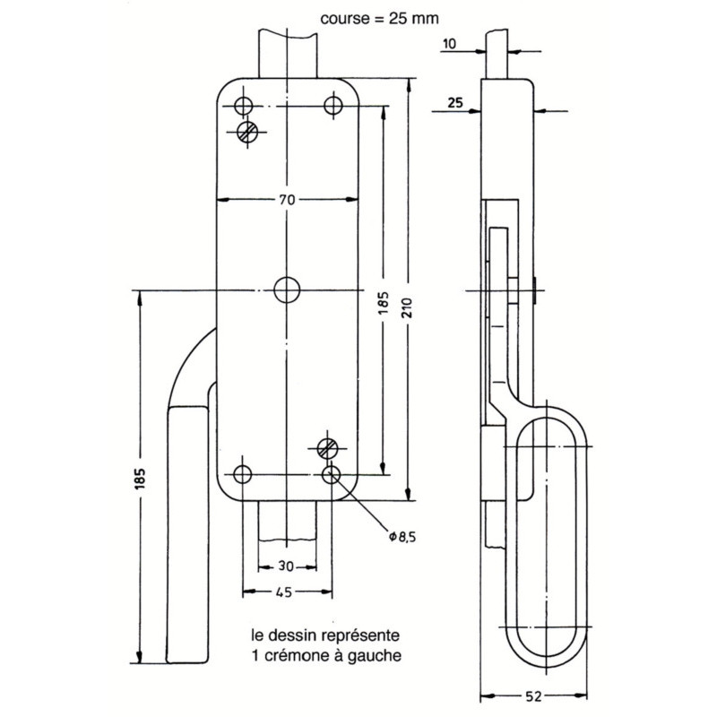 Crémone pompier porte pliante - WSS 