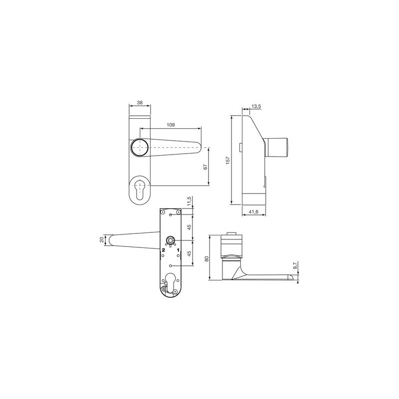 Module externe anti-panique à poignée tournante ALPHA BQS  - VACHETTE ASSA ABLOY