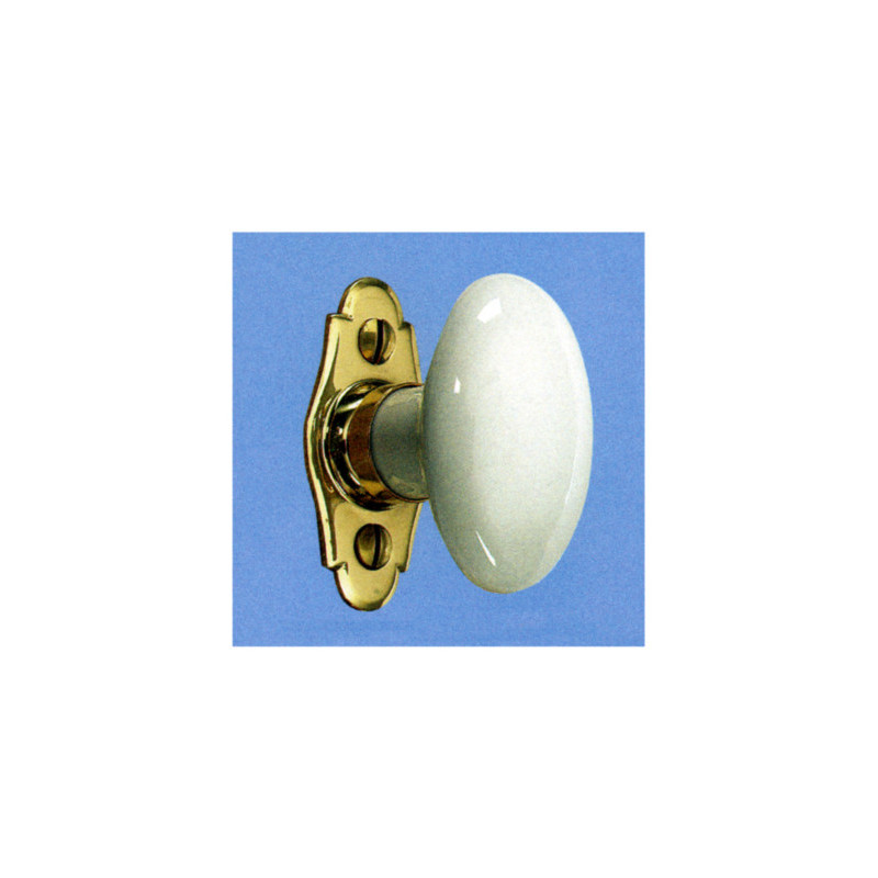 Bouton ovale sur rosace porcelaine - MERIGOUS 