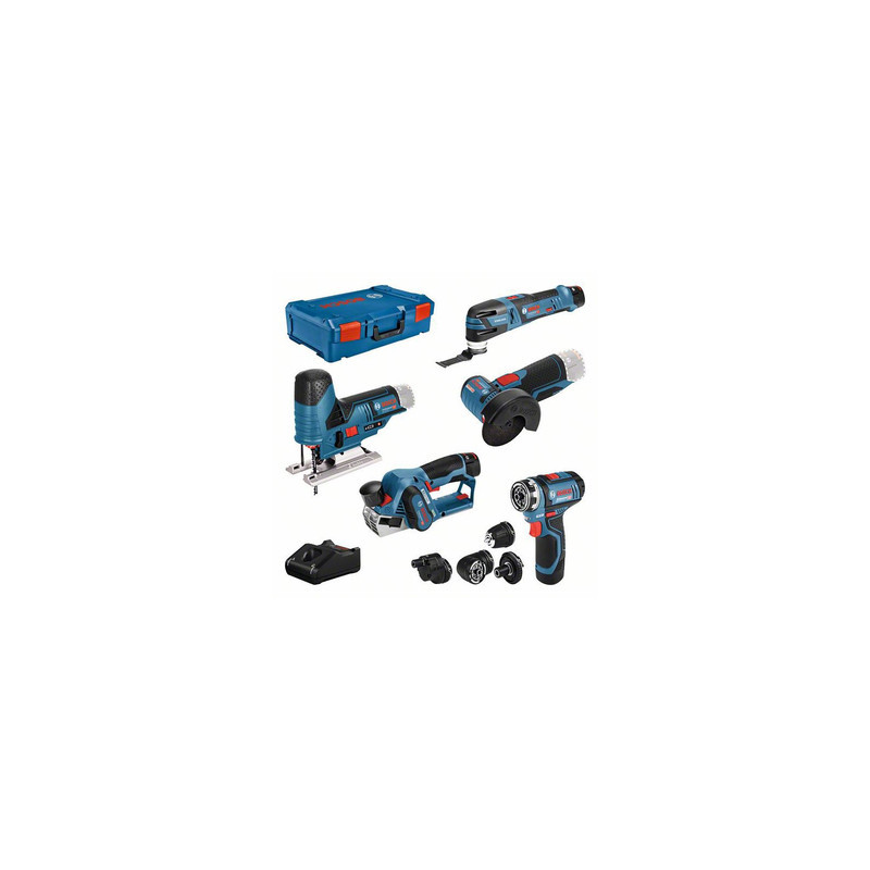 Kit 5 outils 12V + chargeur et 3 batteries - BOSCH