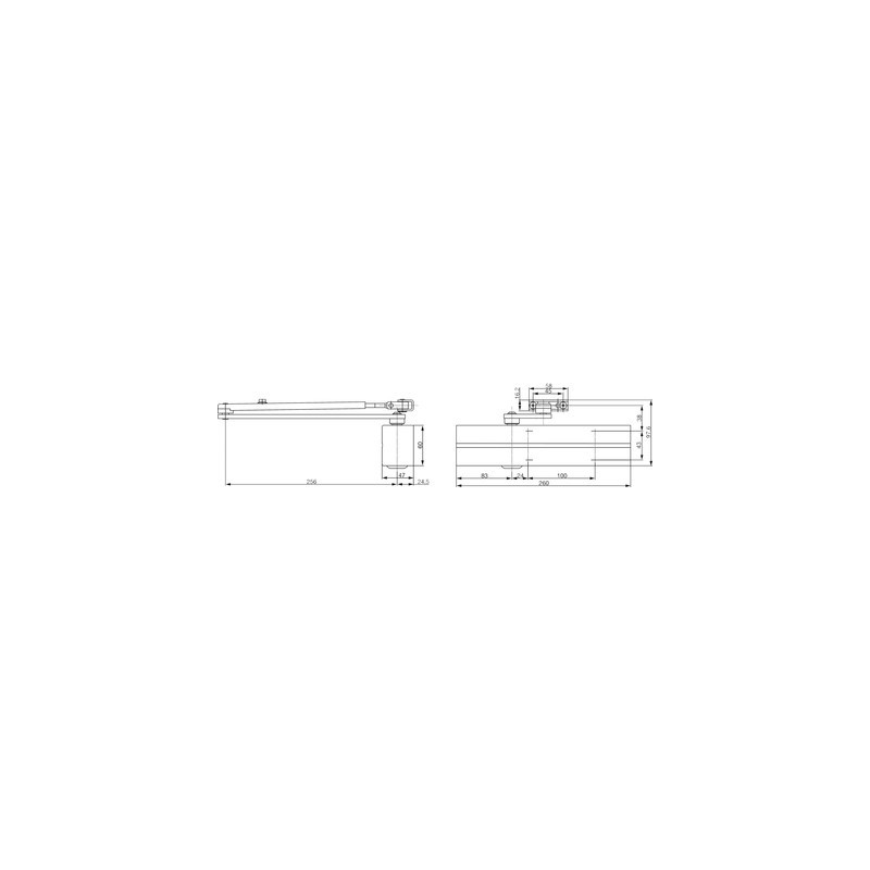 Ferme-porte hydraulique sans bras force 3 à 6 avec temporisation DC300 DA - VACHETTE ASSA ABLOY