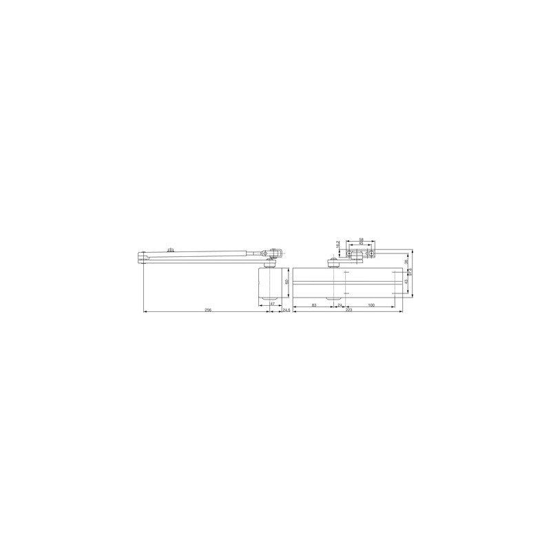 Ferme-porte hydraulique sans bras force 2 à 4 avec temporisation DC200 - VACHETTE ASSA ABLOY