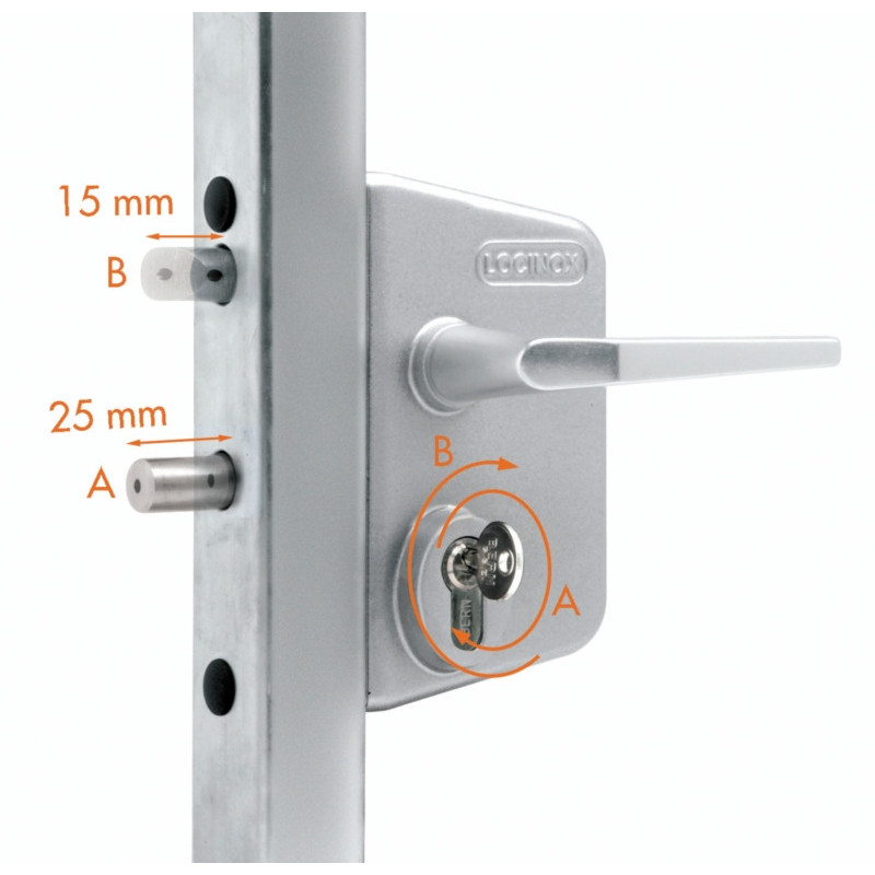 Serrure applique monopoint verticale à fouillot profil européen portail battant LAKQ 40 - LOCINOX 