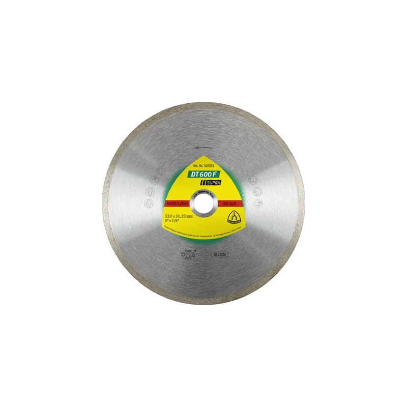 Disque à tronçonner diamant carrelage diam 125 mm DT600F Supra - KLINGSPOR